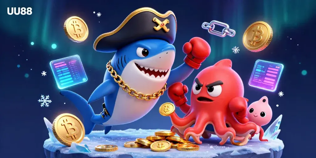 Experience the excitement of online gaming with UU88's colorful and vibrant characters in a crypto-themed adventure.