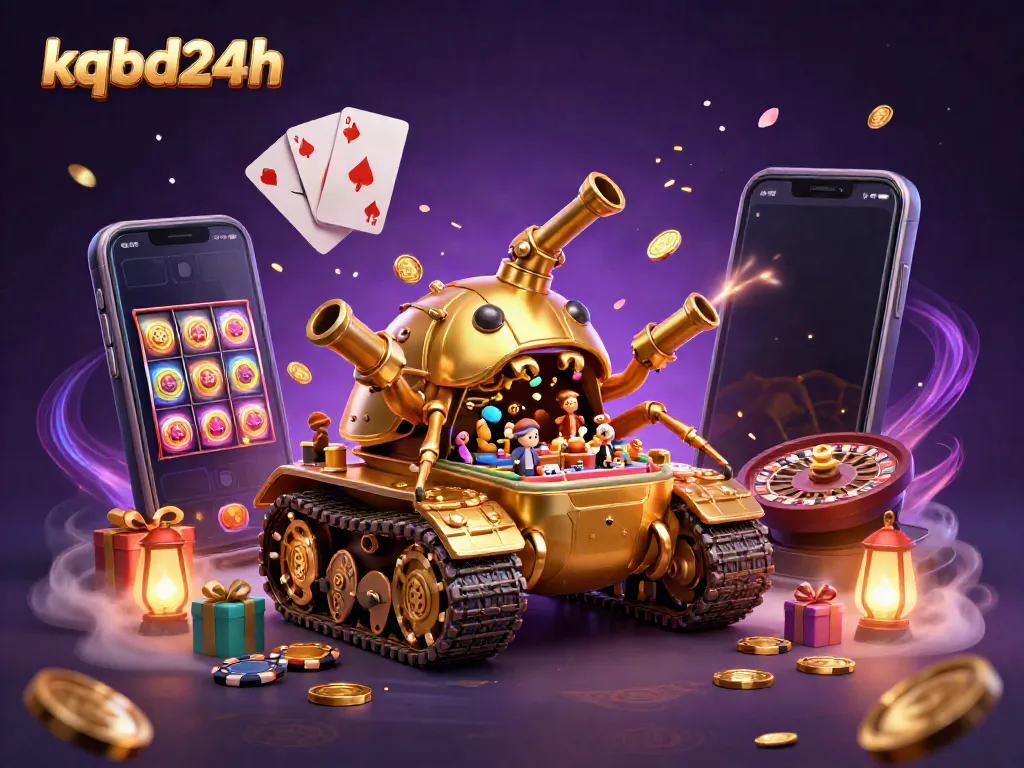 Experience kqbd24h's magical casino world with a golden beetle tank and exciting game elements.