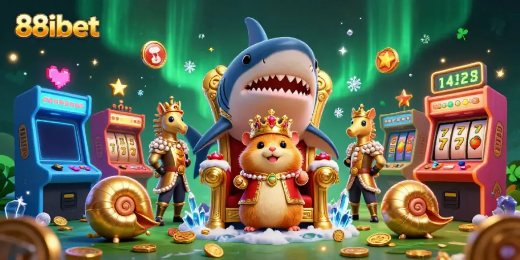 Experience thrilling gaming action with 88ibet's vibrant 3D casino scene featuring fantastical characters.