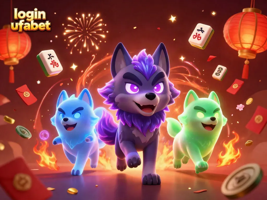 Experience the thrill of gaming with login ufabet as mystical wolves lead the way amidst vibrant casino elements.