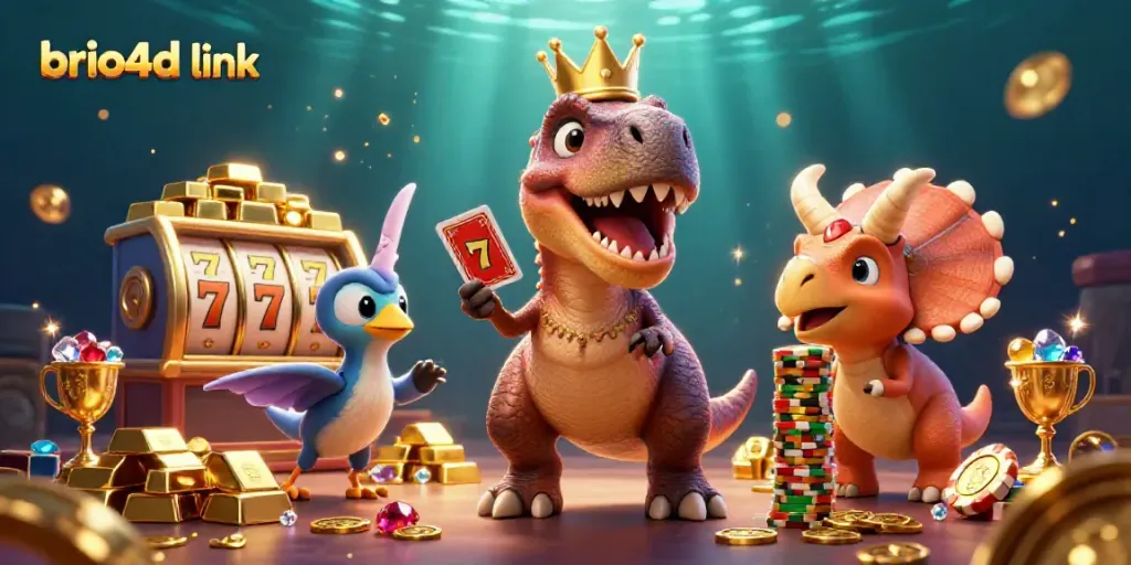 Engage in casino excitement with brio4d link as characters shuffle cards and stack chips.