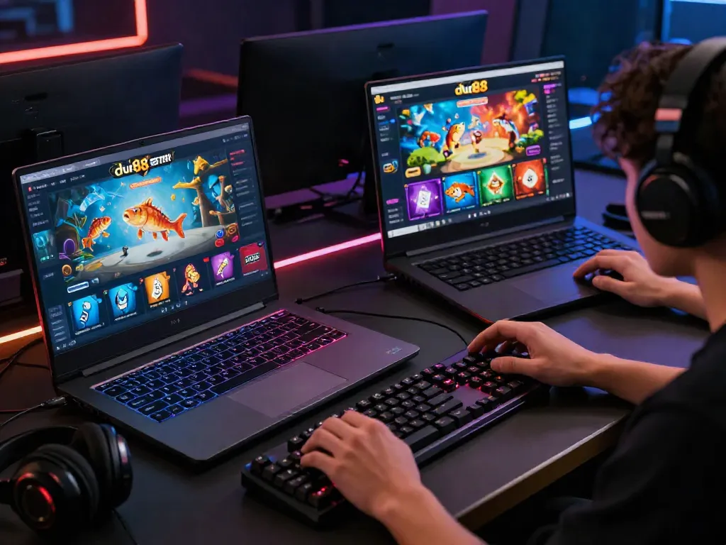 Engaging user experience on du88 gaming platform with vibrant visuals and accessories.