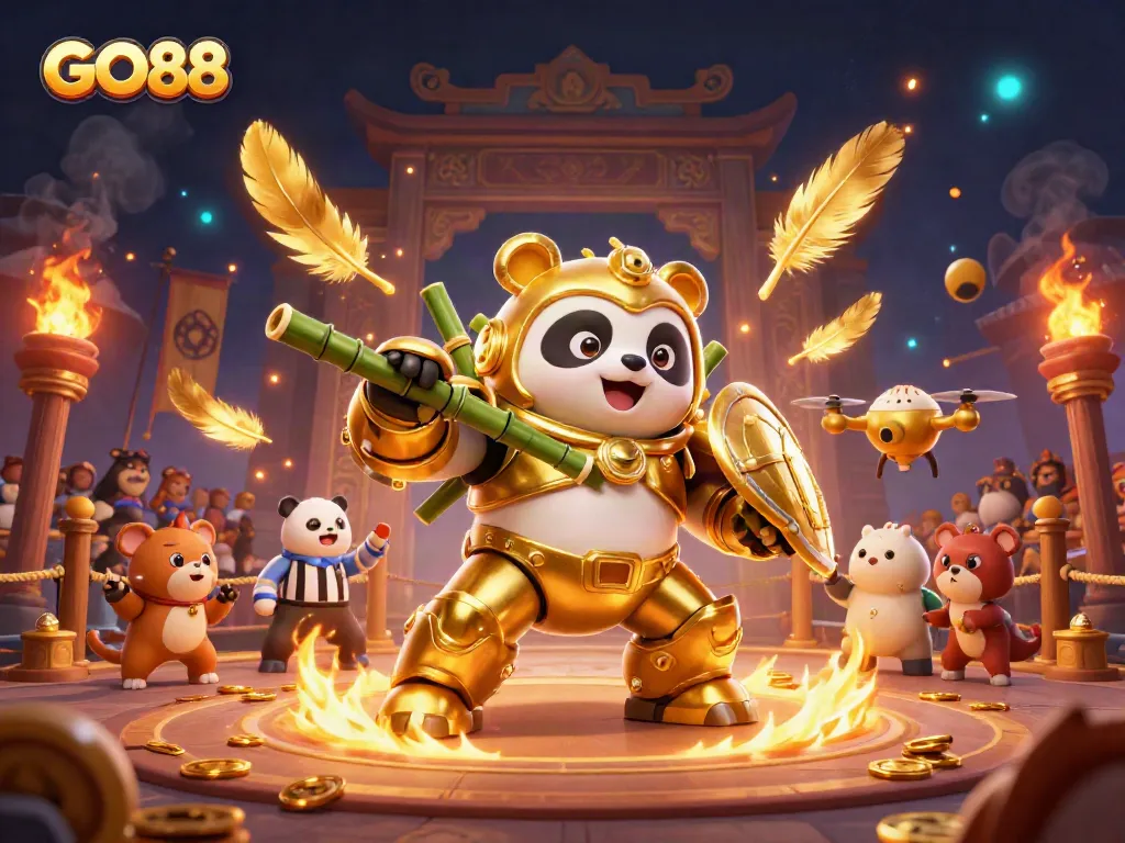 Experience excitement at GO88 casino with bold characters and vivid casino elements.