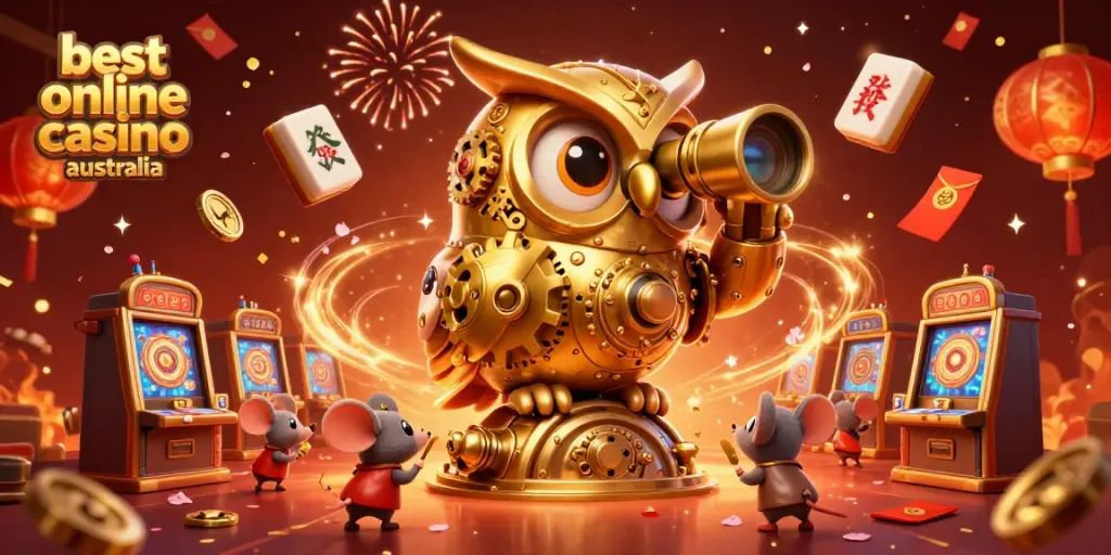 Experience an immersive scene of the best online casino Australia with vibrant characters and festive elements.
