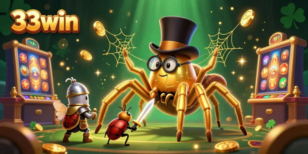 Engage in thrilling casino adventures with the dynamic scene showcasing 33win's gaming excitement and vibrant gameplay.