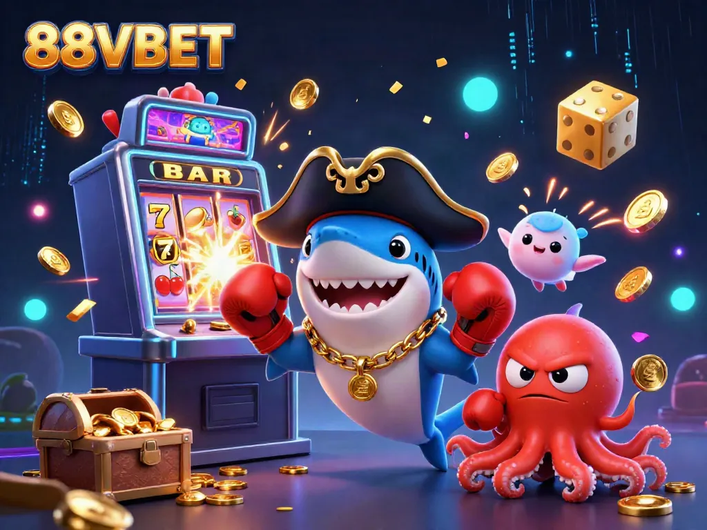 Experience excitement with 88VBET's colorful casino characters in a thrilling jackpot scene!