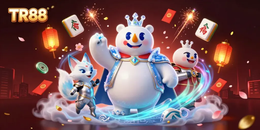 Experience thrilling gameplay at TR88 with vibrant 3D characters and casino elements in a stunning visual.