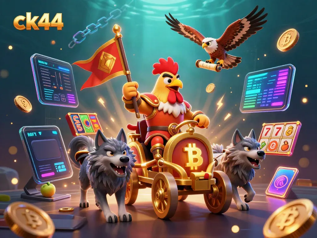 Experience thrilling gameplay with ck44 featuring a rooster warlord in a dramatic casino setting.